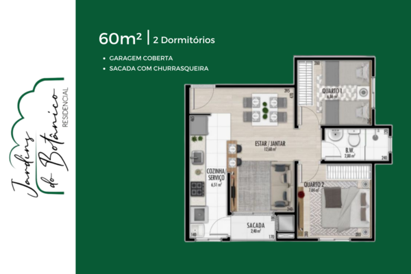 Residencial Jardim do Botanico_Planta 60m²