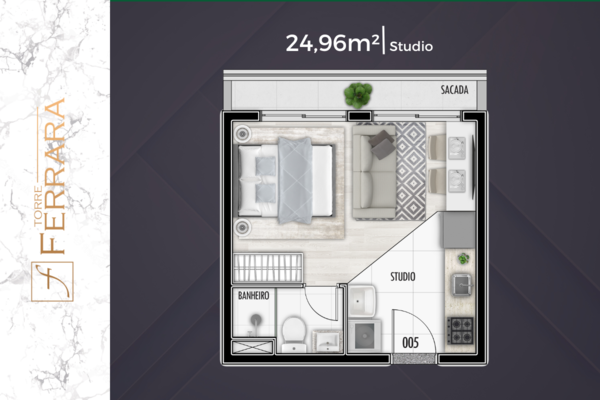 Torre Ferrara_Planta Studio 24m²